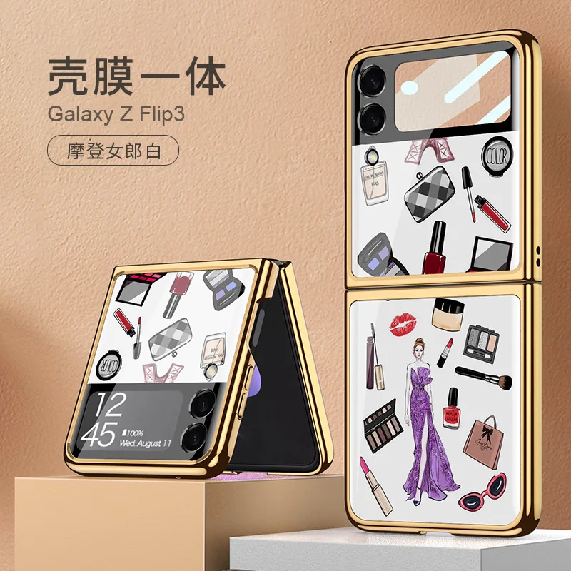 Tempered Case For Samsung Galaxy Z Flip 3 Case For F7110 Case