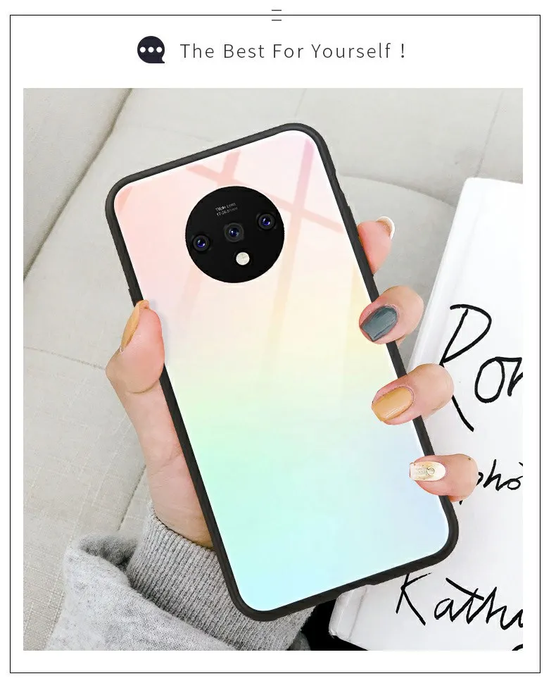 Чехол из закаленного стекла для телефона для Oneplus 7T Pro 7 Pro 6 6T 5 5T роскошный цветной градиентный чехол