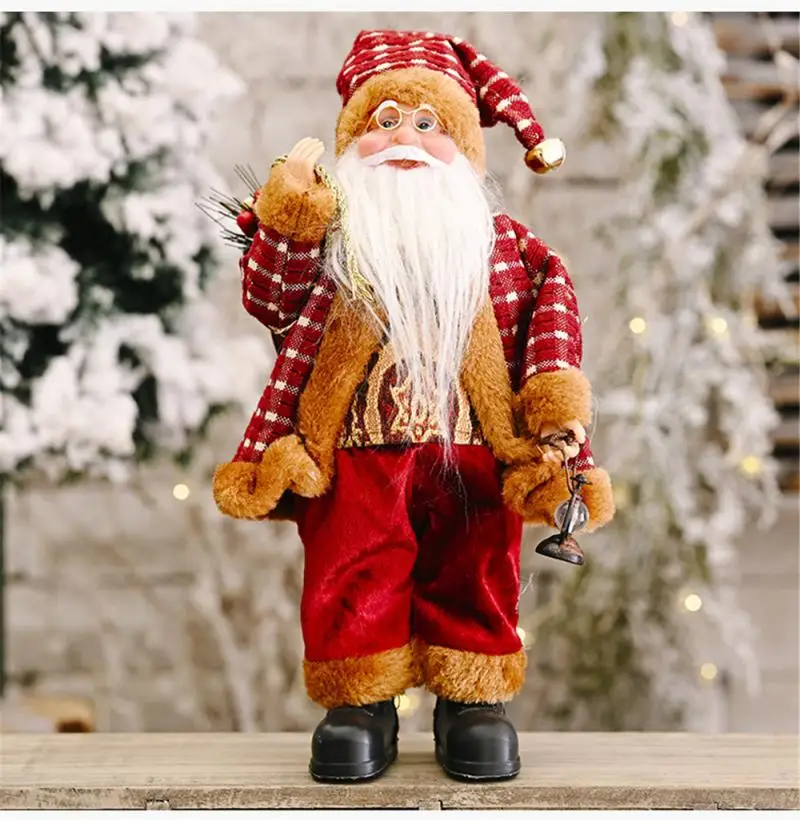 

4 Colors Christmas Decoration Standing Pose Santa Claus Doll Xmas Toy Xmas Gift Christmas Backpack Old Man Doll For Baby Kids