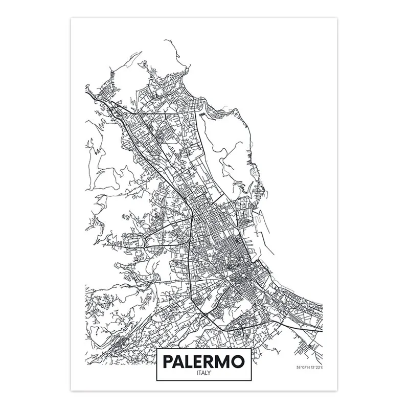 Карта города Италии в США Нью-Йорк Вашингтон Париж настенный плакат на холсте