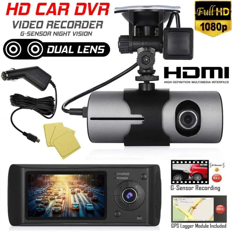 Driving Recorder Double Lens R300 Wide Angle Gravity Sensing GPS Camera Auto Parts | DVR/Dash