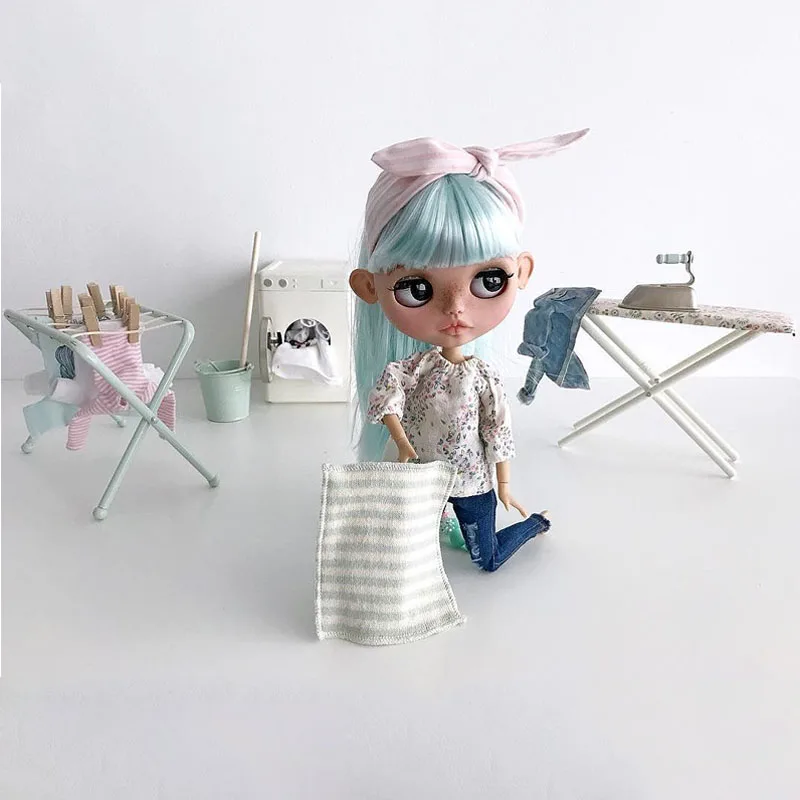 Aizulhomey-muebles de casa de mu&ntilde;ecas para ni&ntilde;os, accesorios de Metal para lavadora, Blythe BJD OB24 1/6 OB11, juguete de regalo, 1/6-4
