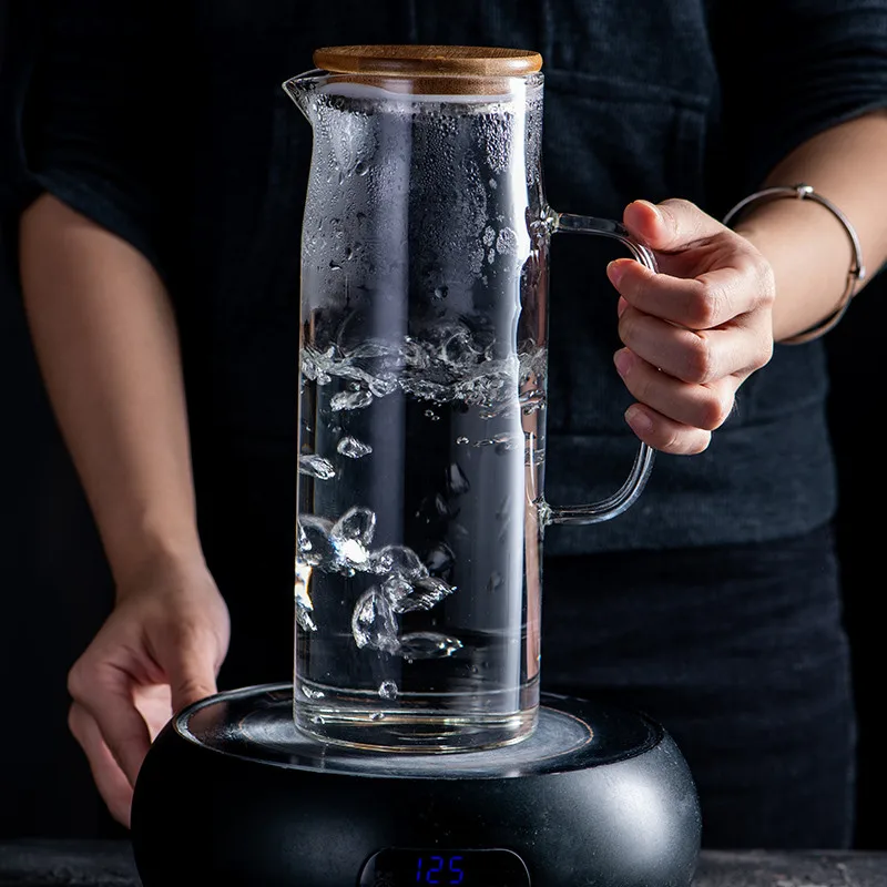 Прозрачная термостойкая бутылка для воды стеклянный чайник с крышкой и ручкой