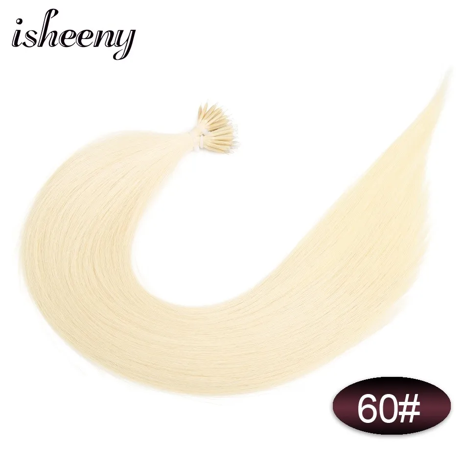 #60 Isheeny 1" 18" 2" волосы Remy для наращивания с микро-бусинами в нано кольцах человеческие волосы прямые 9 цветов блонд европейские волосы - Цвет: #60