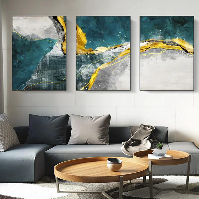 

Abstract Green Gold Foil Canvas Paintings Nordic Wall Art Prints Poster Living Room Decor Decorative Paintings Wall Home Decor