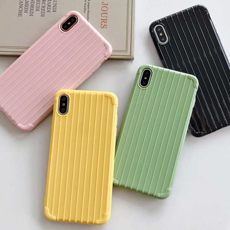 

Candy Color Luggage Phone Cases for iPhone 7 XR 6 s p Soft Silicone Cute for iPhone X 7 Plus XS Max XR Case TPU Back Case Fundas