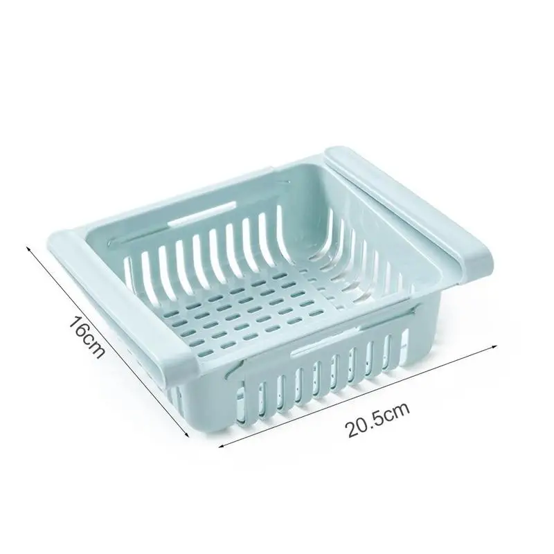 

Adjustable Blue Plastic Refrigerator Storage Basket Freezer Kitchen Shelf Holder Fridge Organizer Bathroom