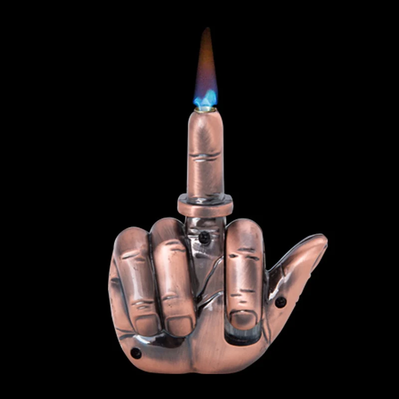 

Creative Middle Finger Lighter Funny with Music Jet Torch Refillable Gas Straight Into The Windproof Butane Compact Lighter