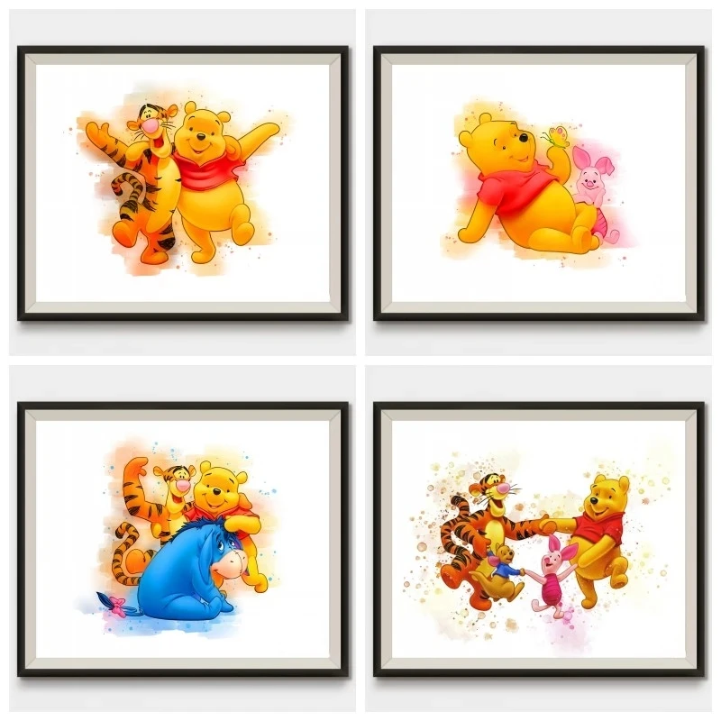 

Home Decor Hd Prints Winnie Watercolor The Pooh Poster Pictures Wall Artwork Modular Canvas Painting For Living Room No Frame