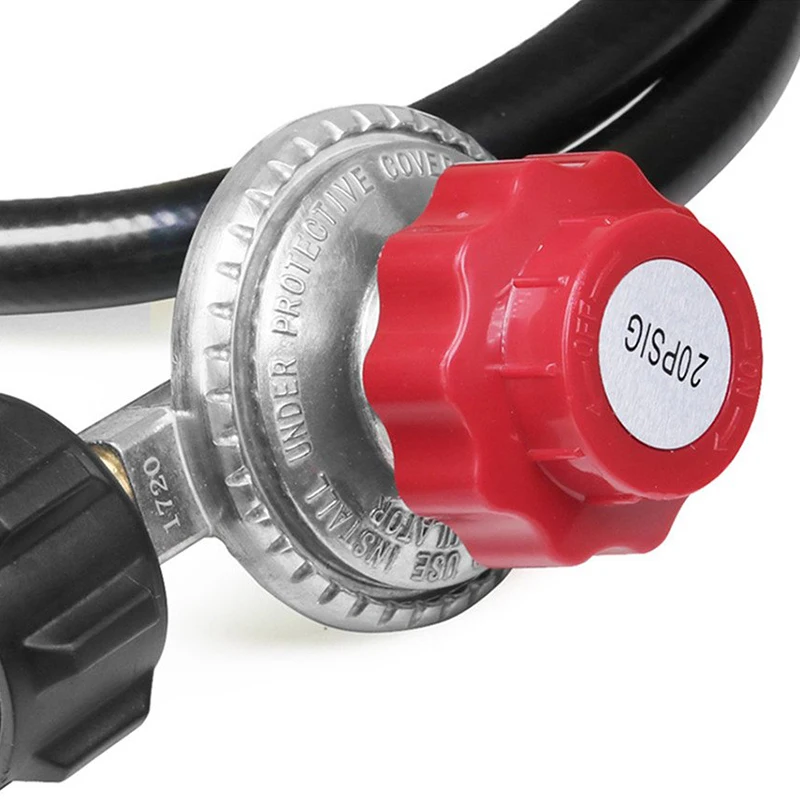 Регулятор высокого давления пропана 0-20 Psi с регулировкой и шлангом Qcc1/Type1 длиной 4 фута - подходит для горелки, печи для жарки индейки и копчения.
