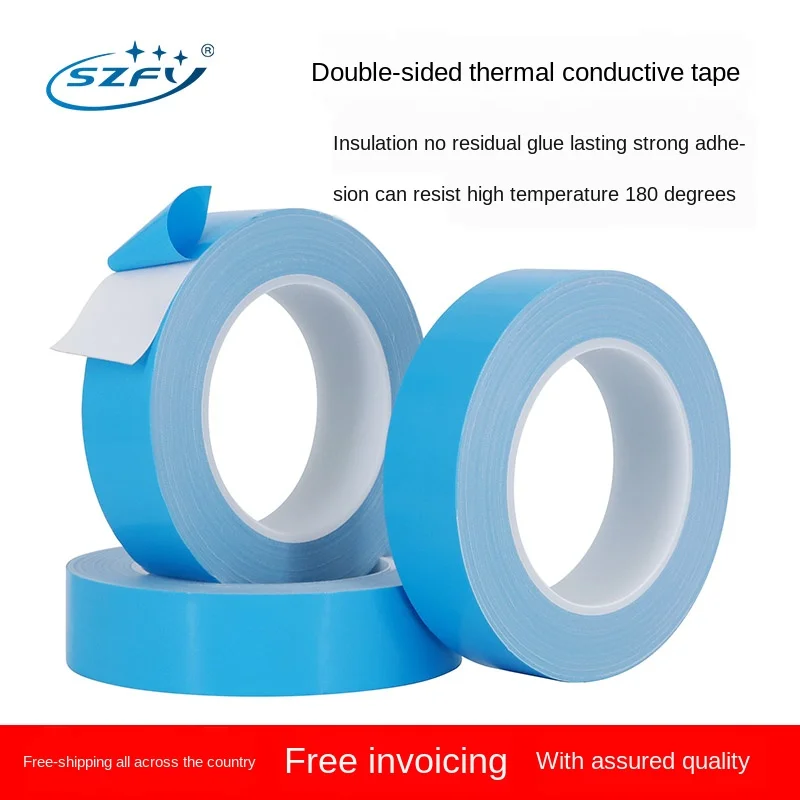 

1 Roll 3/5/8/10/12/15/18/20mm Width Double Sided Tape Chip Heat Thermal Conductive Adhesive Tape for PCB CPU Heat Sink Radiating