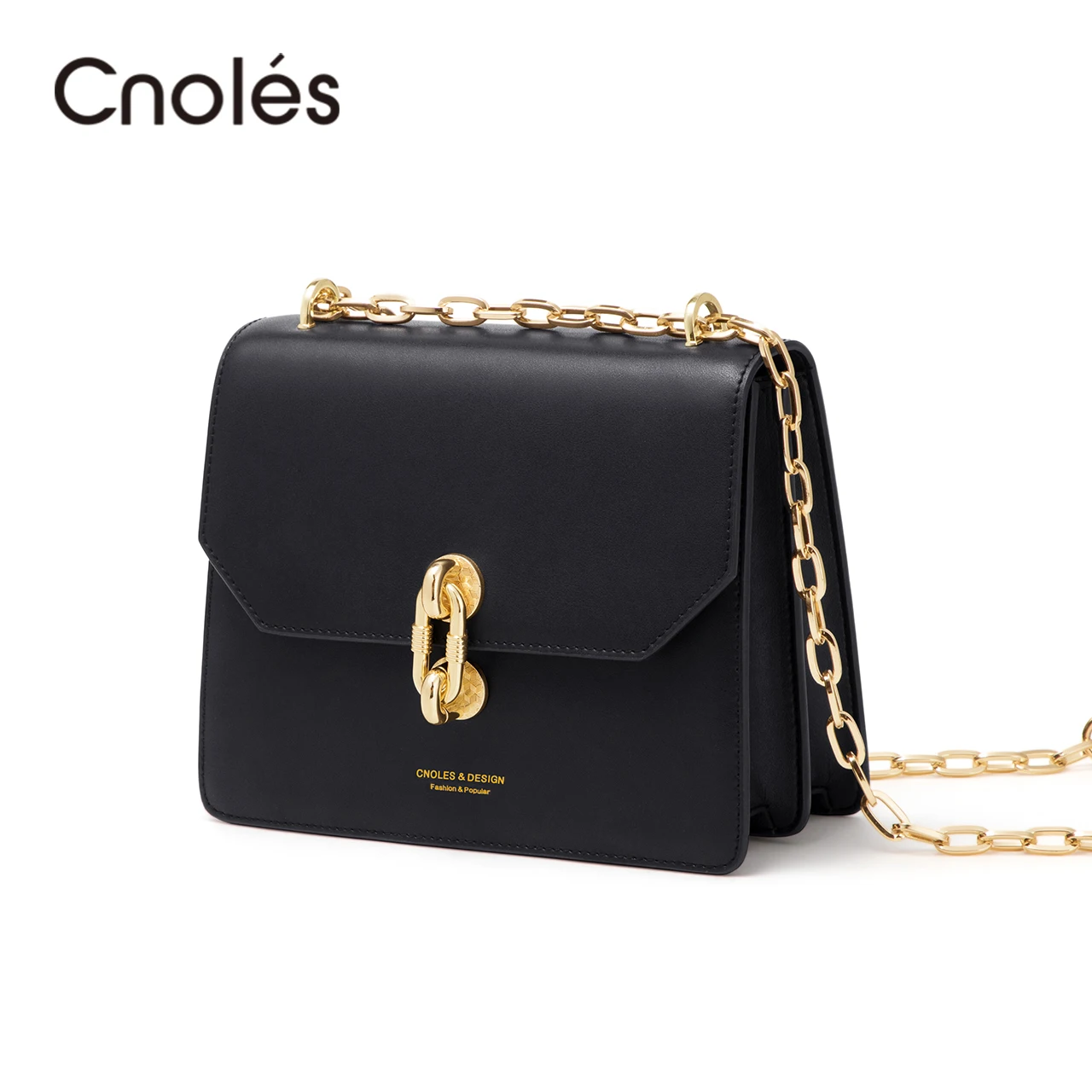 

Cnoles Elegant Women Black Color Genuine Leather Crossbody Bag 2021 New Large Capacity Multi Pocket Shoulder Bag Female