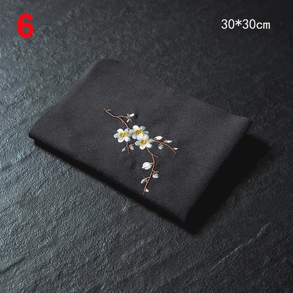 

Винтажный вышитый Чай Салфетки из ткани, рыба, цветок сливы, чаша с рисунком, полотенце для чистки чайного горшка, настольный Чай Аксессуары для церемоний