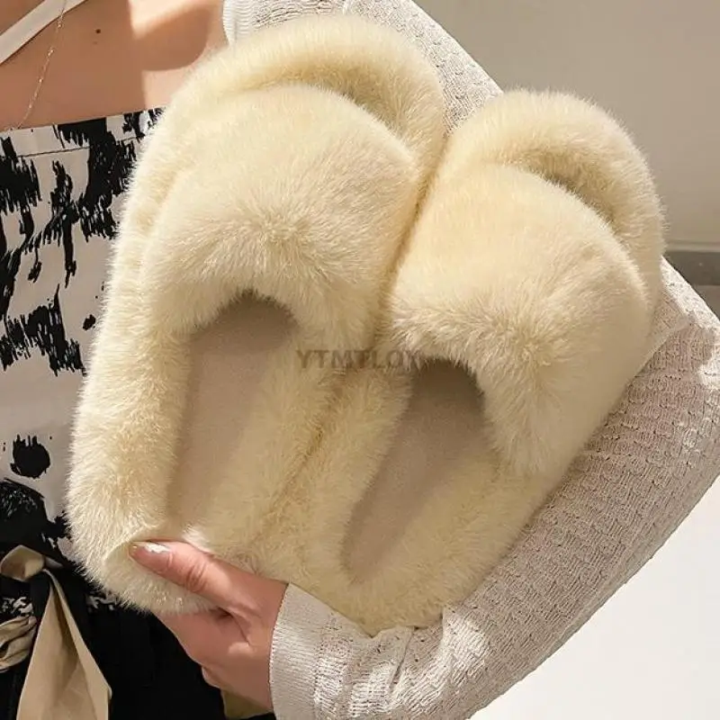 

Furry Flat Sandals Female Indoor Zapatillas Mujer Casa Ytmtloy Sapato Faux Fur Home Slippers Fluffy Women Shoes Slides Comfort