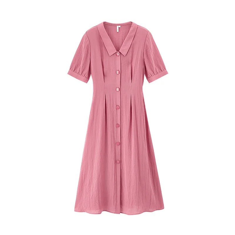 

INMAN Korean Fashion Summer Green Romantic Elegant Slimmed French Style Nipped Waist Vintage Short Sleeve Beach Cotton Dress