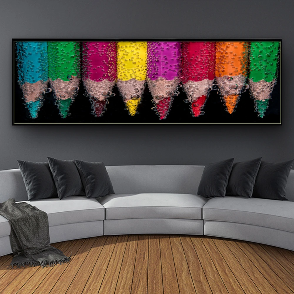 Теперь простой цветной карандаш Семейные холщовые постеры и художественные