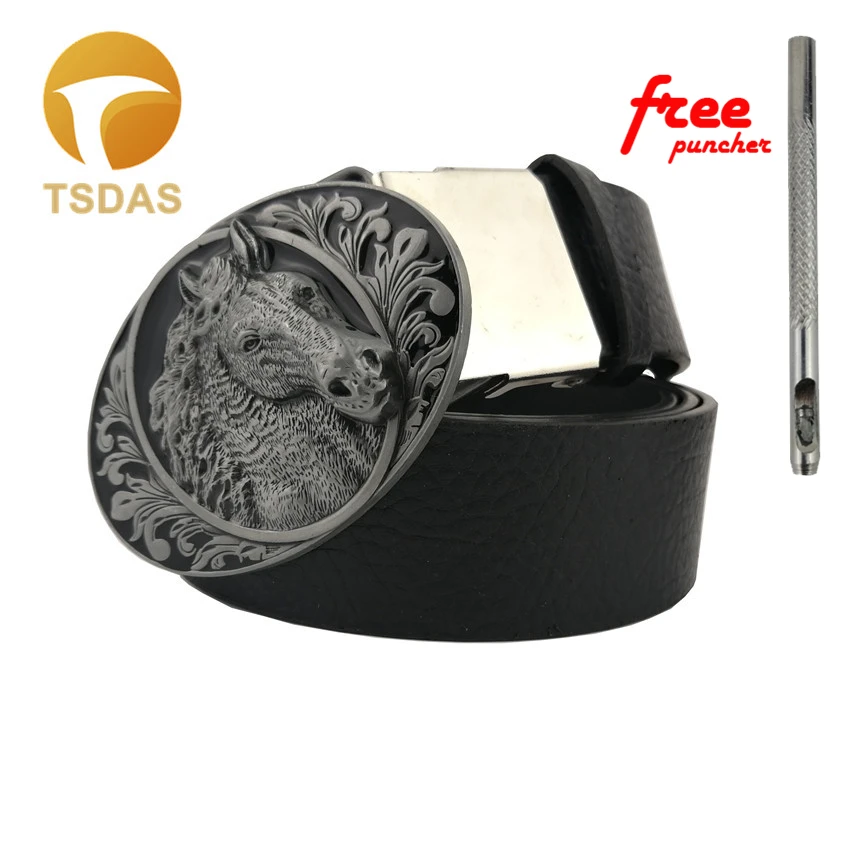 Металлическая Мужская Дизайнерская пряжка для ремня 3D Ellipse Horse Head DIY Cowboys|cowboy belt