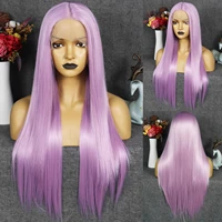 joneting 28inch ttype lace front wigs long straight smoother wig heat resistant fiber synthetic cosplay wig for black girl party