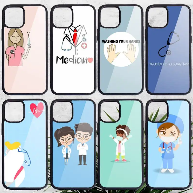 

Cute Cartoon nurse Doctors Phone Case PC for iPhone 11 12 pro XS MAX 8 7 6 6S Plus X 5S SE 2020 XR