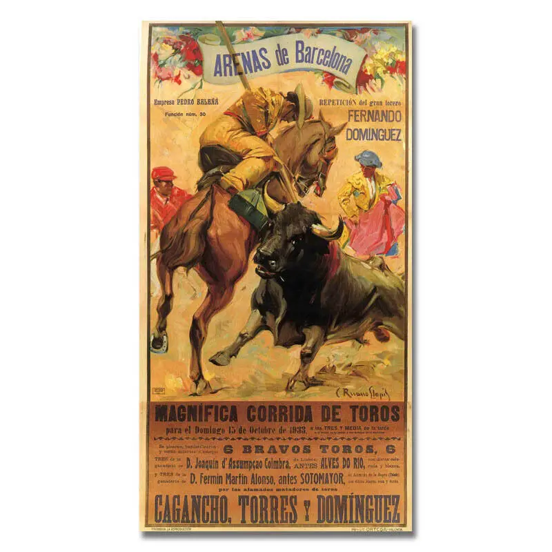 Arкаты де Барселона Bullfighting испанское искусство шелковая фотография 24x36 дюймов |