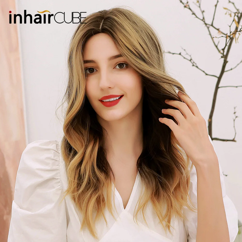 Inhaircube парик Ombre коричневый до блондинка синтетические парики для черно-белых