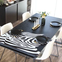 nordic zebra design pvc leather table mat home decor waterproof oil proof tablecloth custom coffee dining table cover non slip