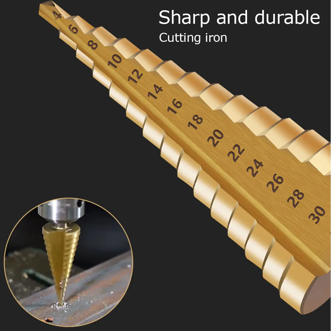 

3Pcs 4-12/20/32 Mm Hss Titanium Coated Step Drill Bit Titanium Coated Metal Bits Wood Hole Cutter Cone Drill Step Drill Bit Set