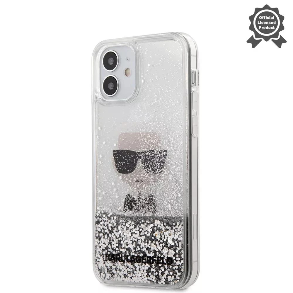 Чехол Karl Lagerfeld Liquid Glitter Ikonik (inner) Hard Silver для iPhone 12 mini (5.4) |