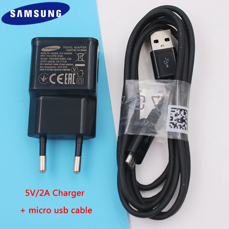 Оригинальное зарядное устройство Samsung дорожный ЕС адаптер 5 В 2 А 100 см кабель Micro Usb