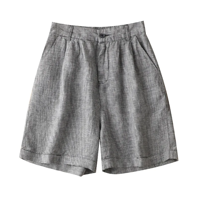 

Женские брюки до колена SHUCHAN, летние прямые брюки с высокой талией в английском стиле, эластичная талия, уличная одежда