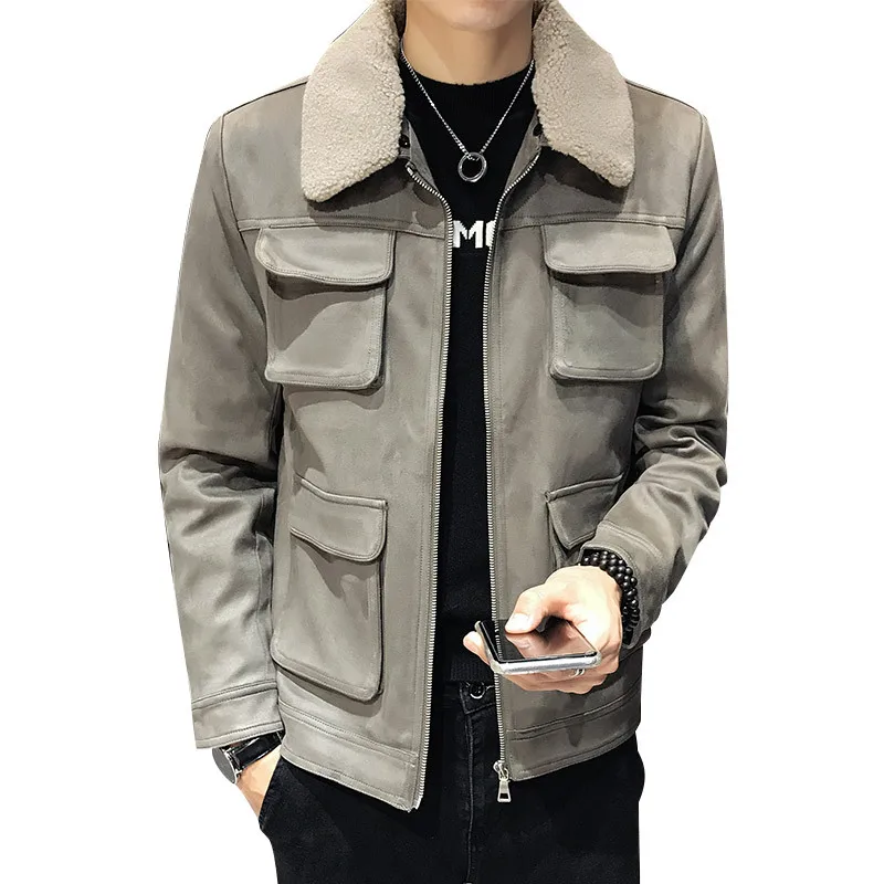 

men's Fur youth autumn / winter 2020 new Korean jacket cashmere lapel jacket fashion brand men's wear