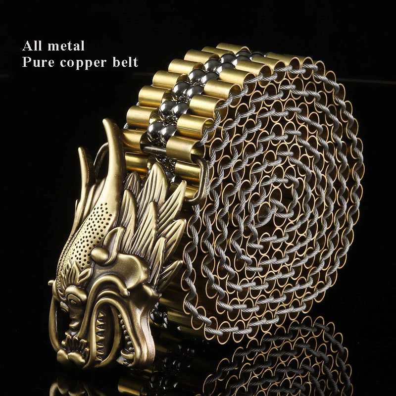 Deepeel, 1 шт., 3,5*100-120 см, модный роскошный ремень из чистой меди с гладкой пряжкой из нержавеющей стали, металлическая поясная цепь, дизайнерские ремни YB301