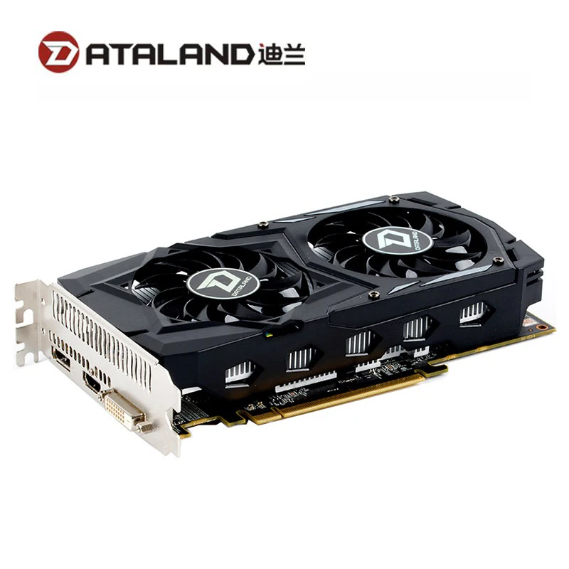 Видеокарта DATALAND RX 460 2 Гб, GPU для AMD Radeon RX460 2G, графические карты DVI Core 1212 МГц, видеопамять 7000 МГц, игровая карта, б/у