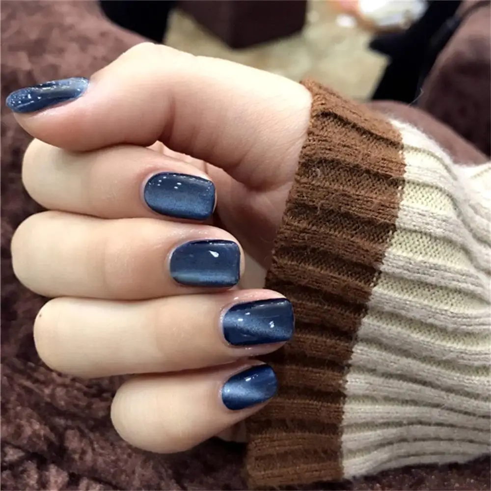 24 шт модные кошачьи глаза поддельные ногти фиолетового золота галактика Гель лак