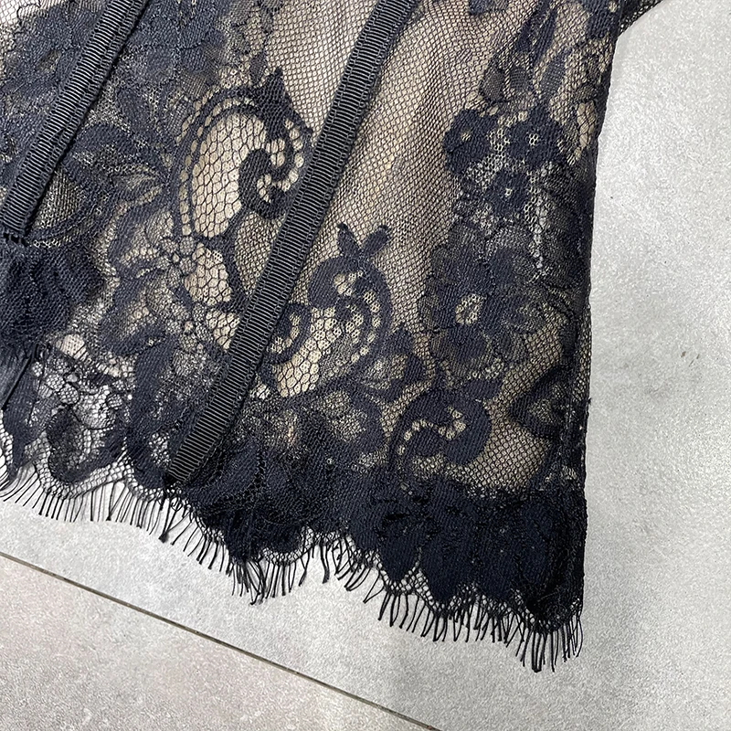 2021 Summer New Retro Underwear Lace Blouse Women's Slimming Short Strapless Top All-Matching Sexy Sling Bottom Shirt Tube Top