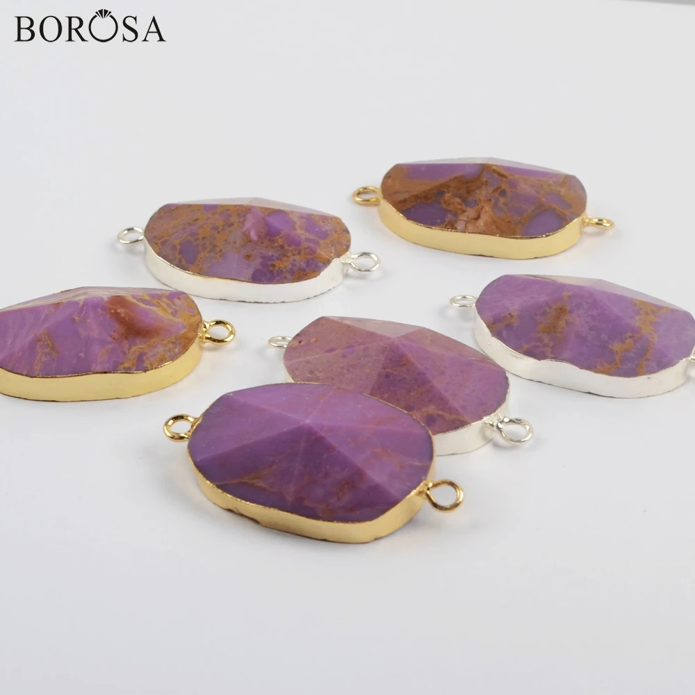 BOROSA 5 шт. Позолоченные/посеребренные соединители из мускувита и сахарита двойные