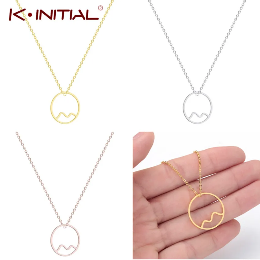 Kinitial нержавеющая сталь Океанский кулон с волной ожерелье для женщин цепочка