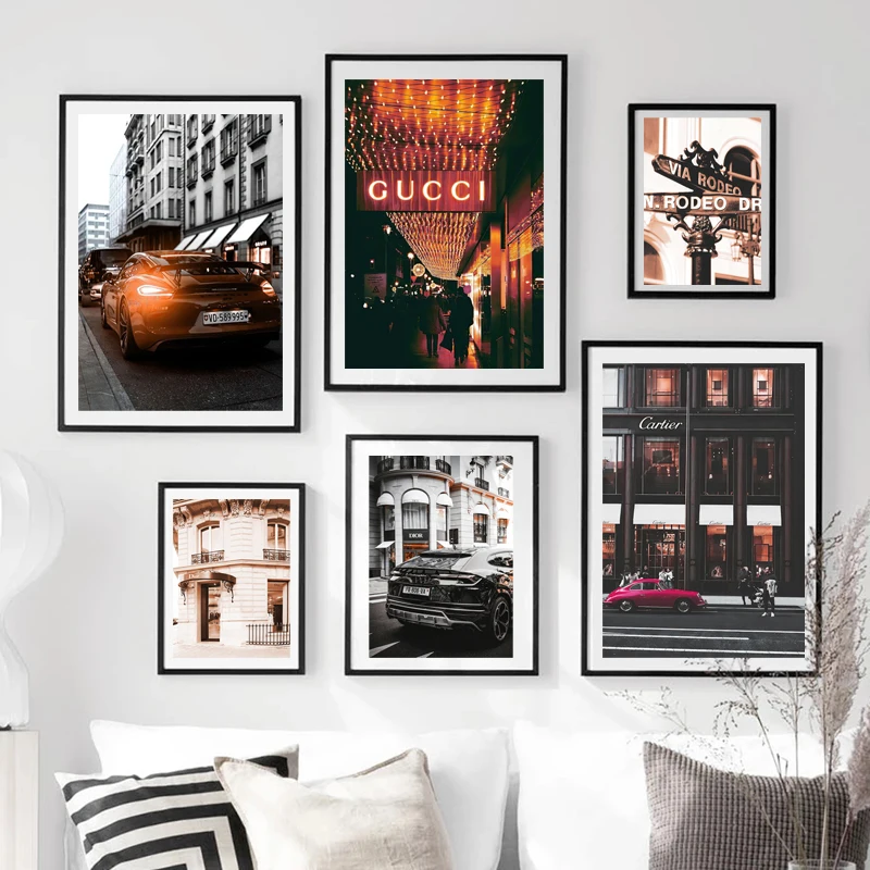 

Nordic Club Bar Printed Posters Vintage Paris Luxury Fashion Shop Racing Canvas Oil Painting Wall Art Modern Living Room Decor