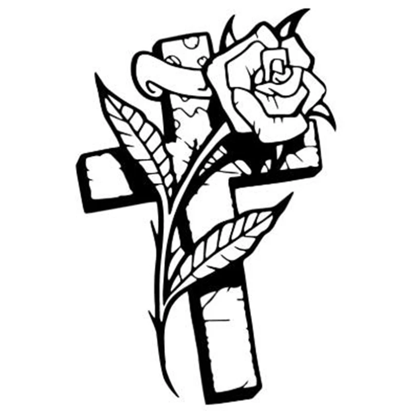 Черный/Серебряный из розового золота крест Винил Декаль для автомобиля