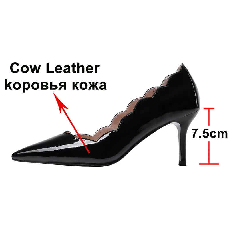ANNYMOLI/женские туфли-лодочки на высоком каблуке Обувь из натуральной кожи тонком