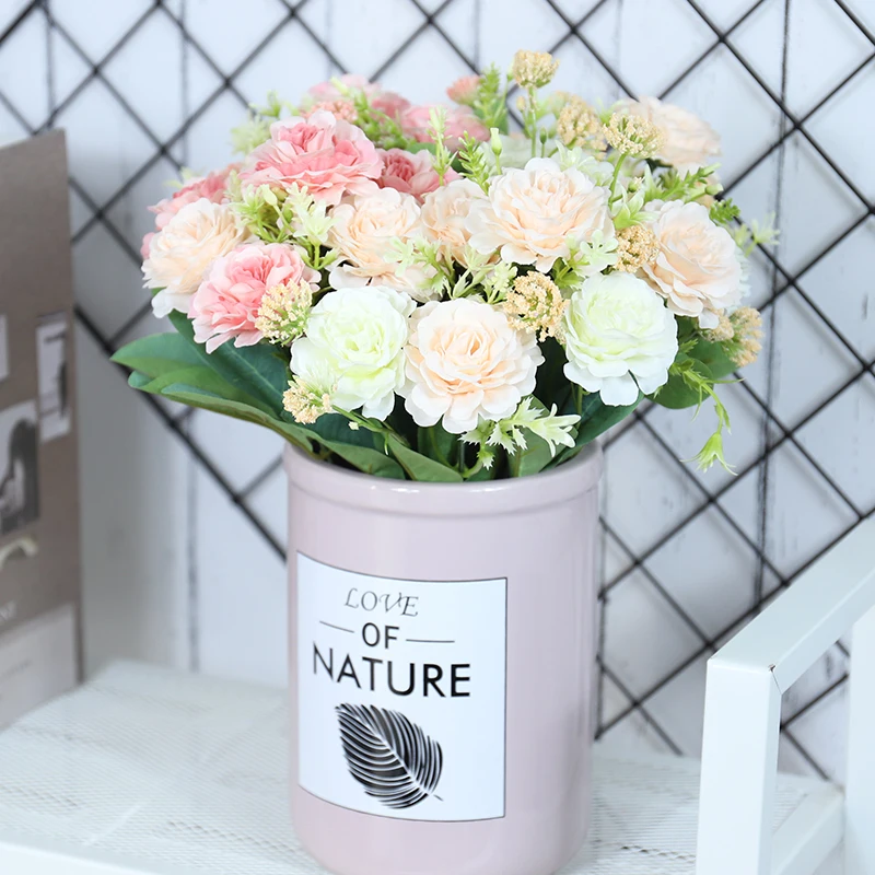 Искусственные цветы высокое качество украшение для свадьбы дома белый Букет