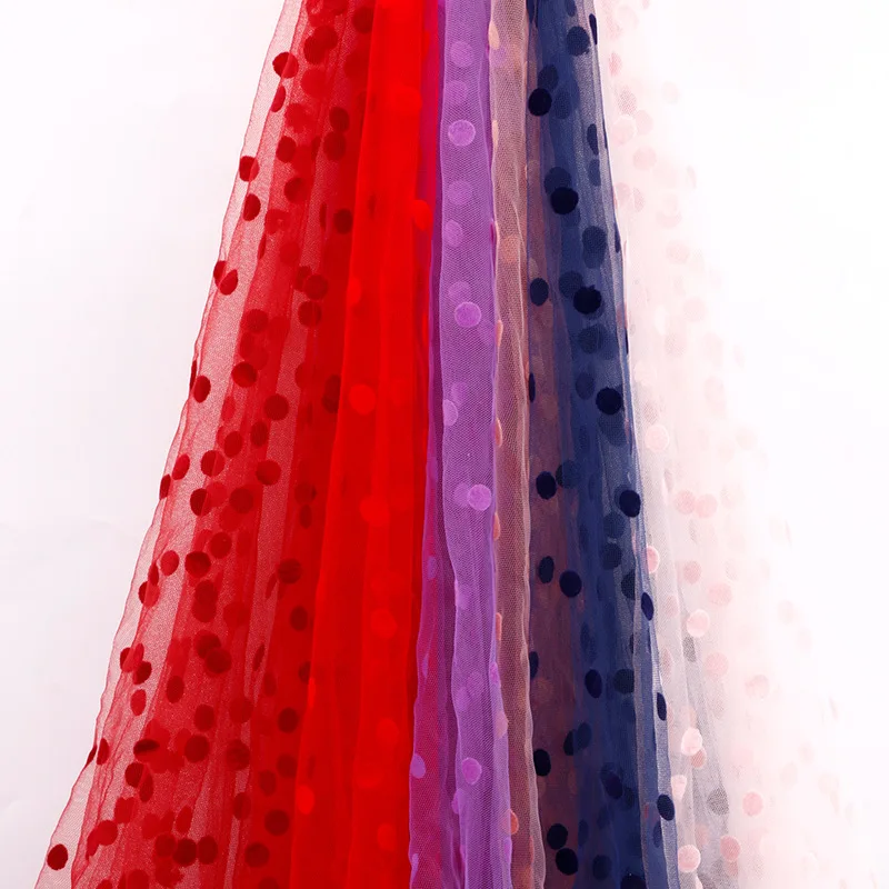 160 см черная красная флокированная в горошек сетчатая Тюлевая ткань высокое