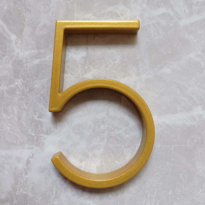 

125mm Golden Floating Modern House Number Gold Door Home Address Numbers for House Digital Outdoor Sign Plates 5 In. #5