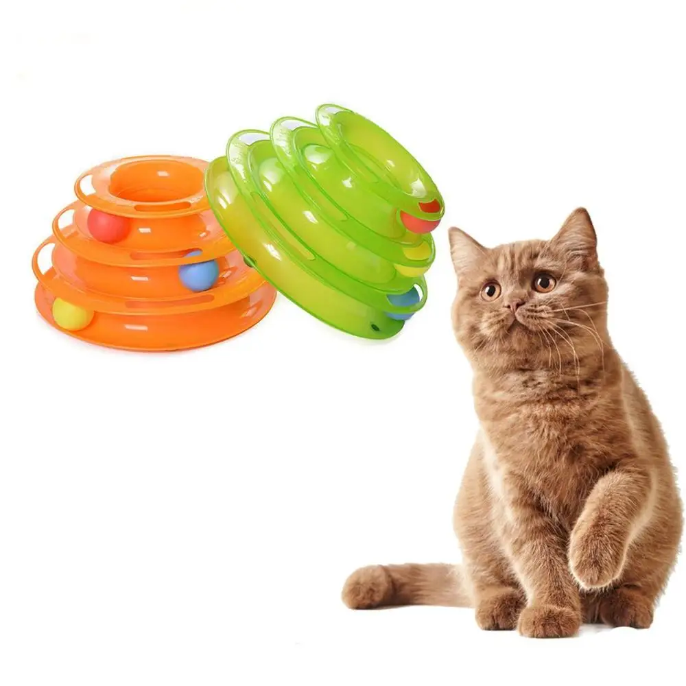 

Cat Toy Roller 3 Level Towers Tracks with Colorful Ball Interactive Kitten Fun Mental Physical Exercise Puzzle Play Disc
