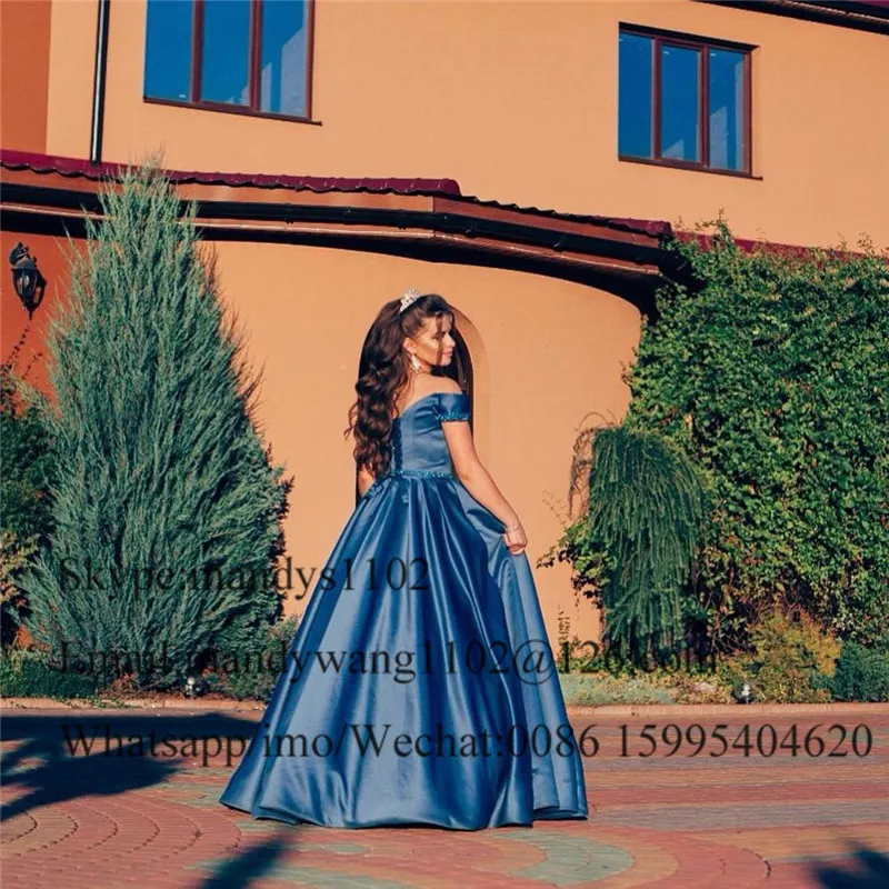 Puffy Royal Blue Prom Dresses Long 2020 Sexy Off Shoulder Evening Party Gowns For Women Shining Beading Crystal robe de soiree | Свадьбы и