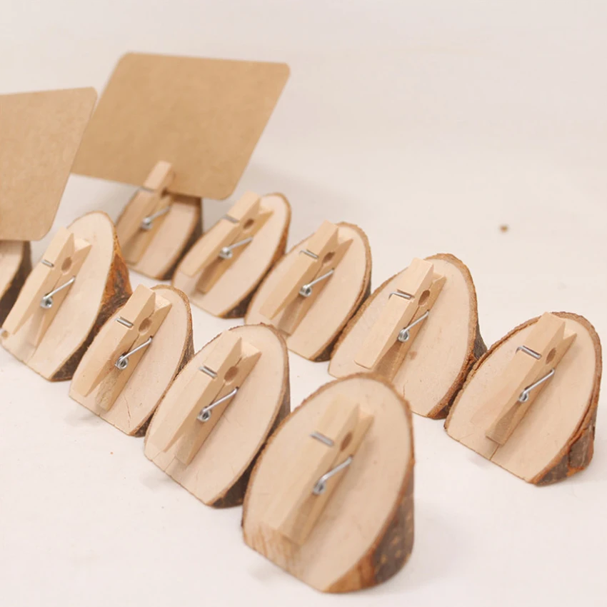 

free shipping 30pcs Creative original ecological home decoration wooden clip Holder Stand Office Decoration Note Memo DIY