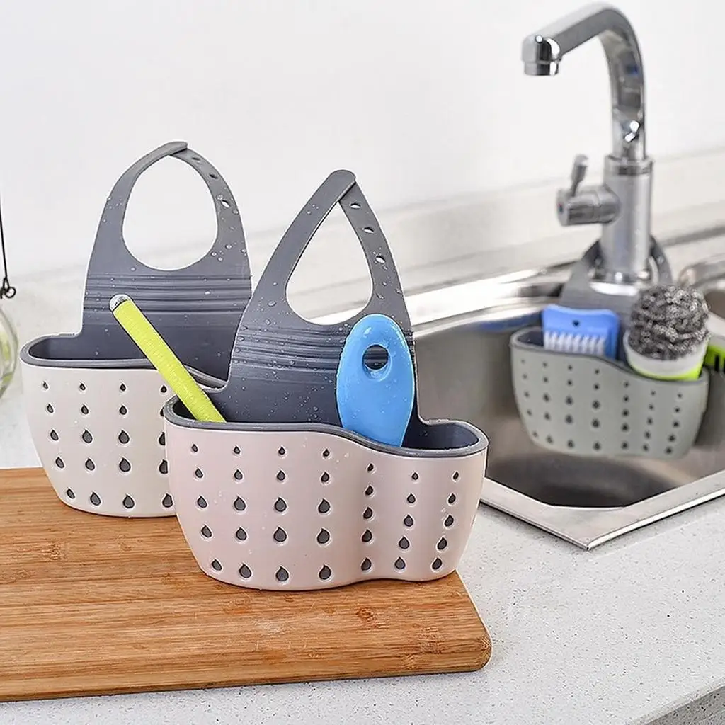 Kitchen Utensils Sink Double Drain Bag Storage Rack Sponge Pool Supplies Hanging Basket | Обустройство дома