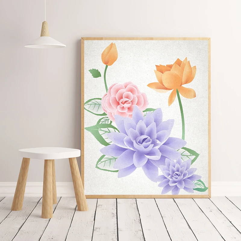 

Natural Green Plants Posters Wall Art Home Decoration Paintings Simplicity Refresh Pattern Living Room Decors Canvas With Frame