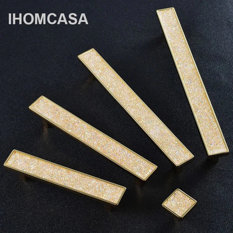 Хрустальные Ручки для ящиков IHOMCASA шкафа кухонного обуви золотой в европейском