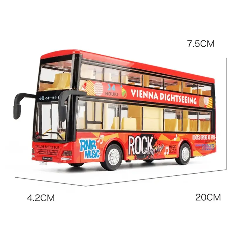 

Simulation Double-deck Alloy Bus Toy Bus Model Light Sound Alloy Car Diecasts Toy Vehicles For Boys 1 2 3 4 Years Old